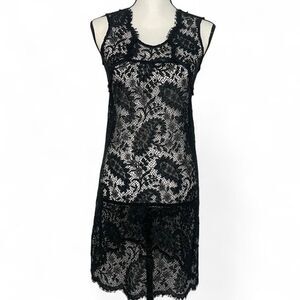 Isabel Marant Black Lace Sleeveless Mini Dress Floral Pattern Design Size 0